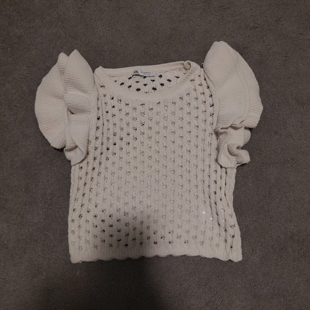 Zara Crop Crocheted Sweater